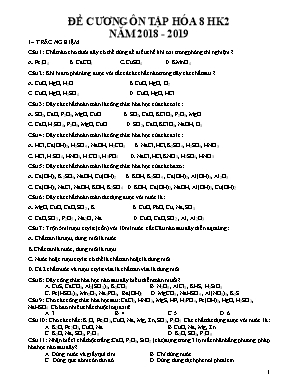 Đề cương ôn tập học kỳ II - Môn Hóa học Lớp 8 - Năm học 2018-2019
